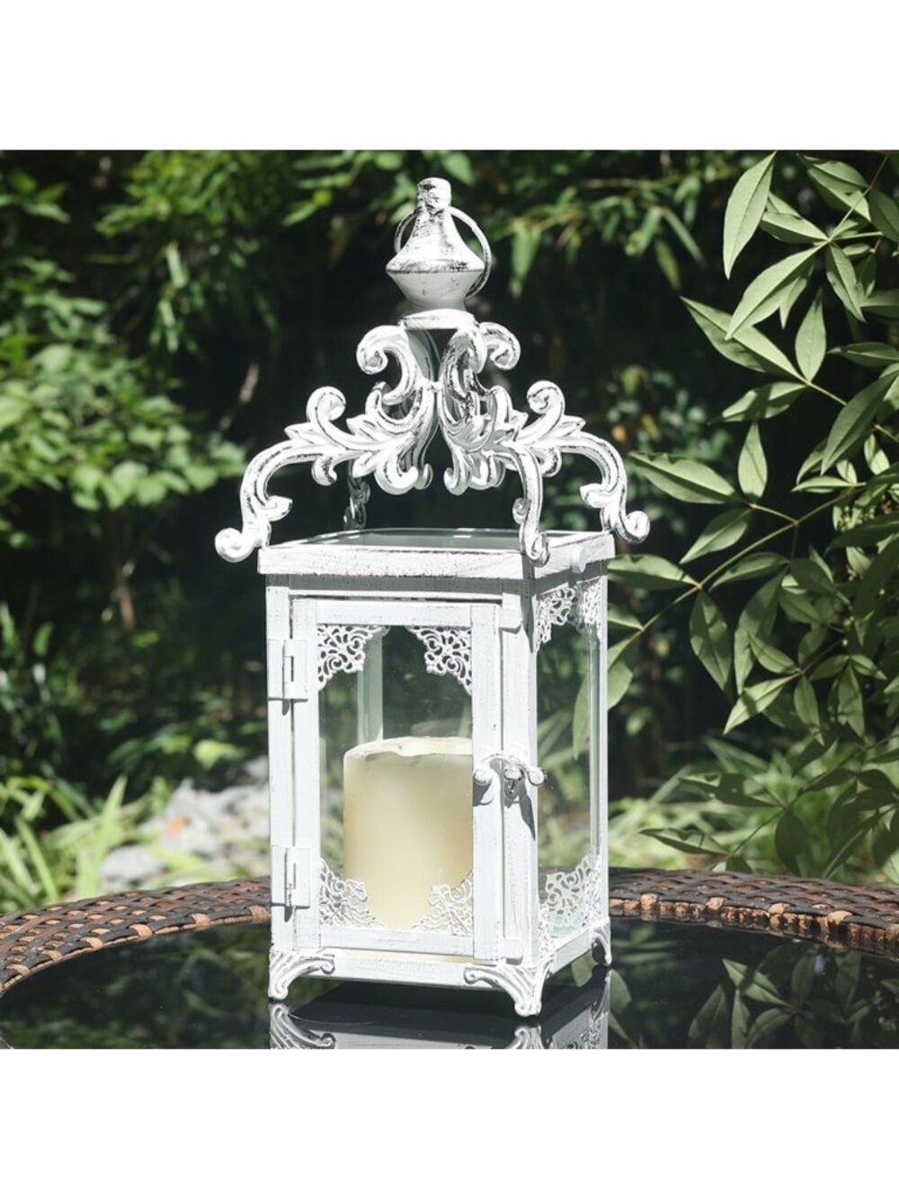 Vintage Metal Candle Lantern - Decorative Hanging Light for Rustic Home Decor